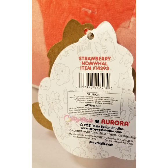 Strawberry Nomwhal Plush Narwhal Tasty Peach Studios Aurora 7in with TAGS - Picture 8 of 10